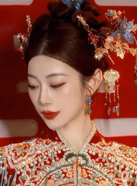 中式新娘结婚秀禾头饰水晶蝴蝶