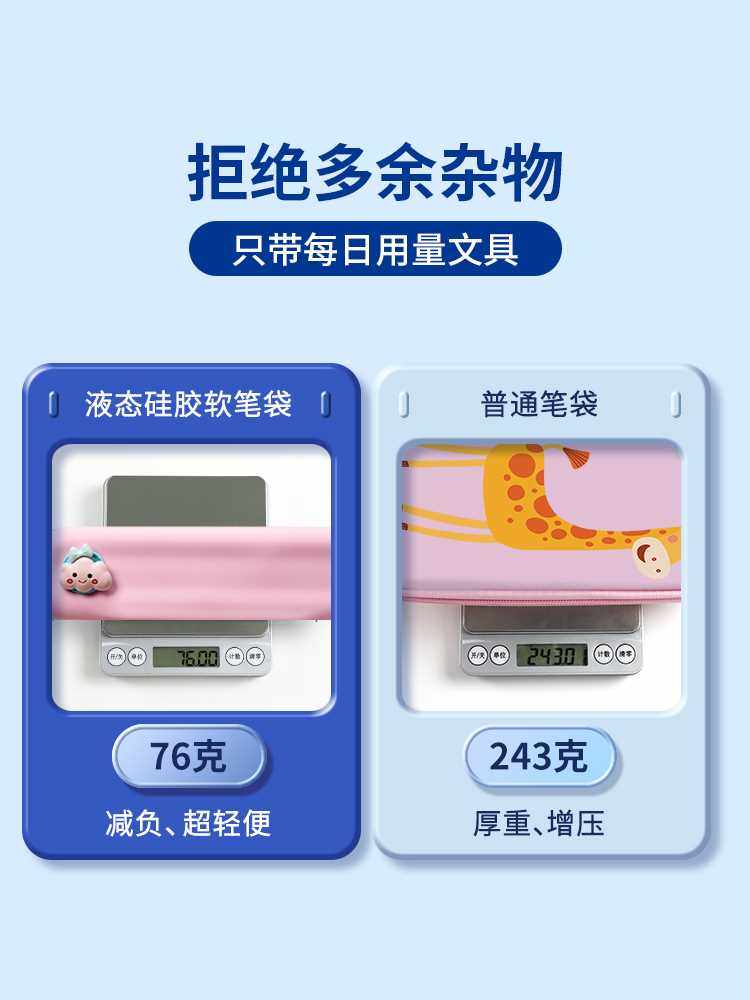 猫太子硅胶笔袋小女孩简约ins风日系2023流行新款小学生七明治防