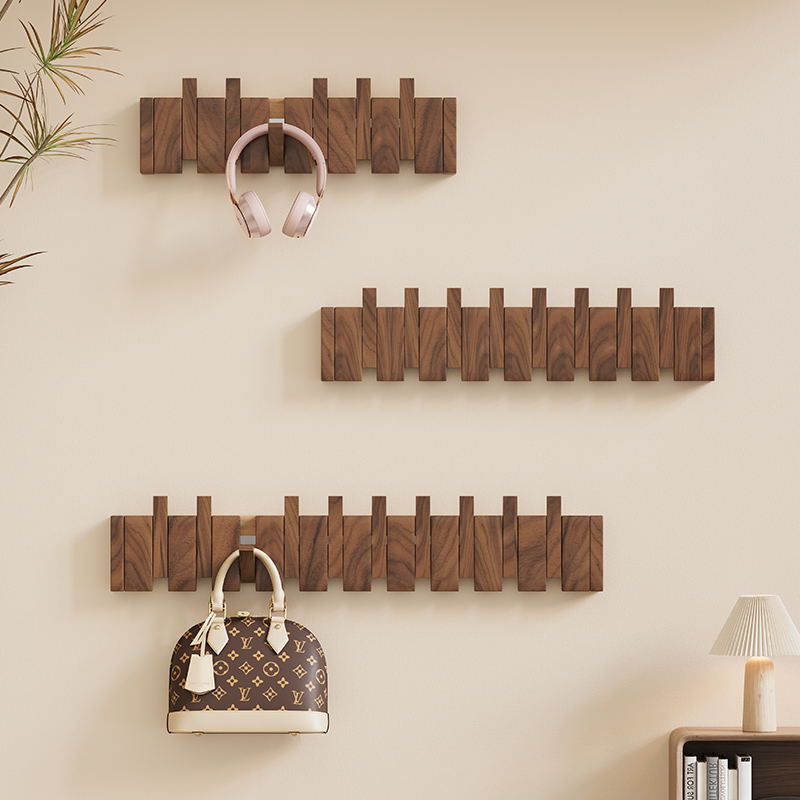 钢琴键挂衣钩免打孔隐形壁挂折叠