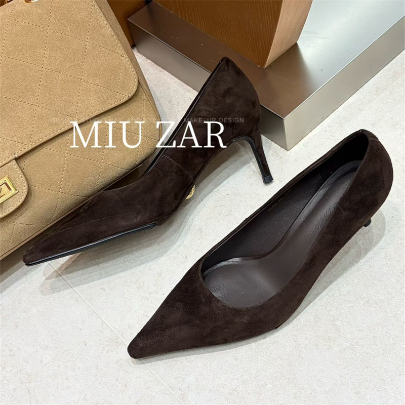 妙莎MIUZAR女鞋2026秋季新款净版尖头高跟鞋细跟瓢鞋极简风单鞋