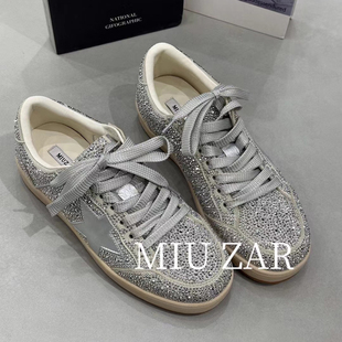 妙莎MIUZAR女鞋2026春季新款重工水钻板鞋平底潮牌运动休闲鞋超闪