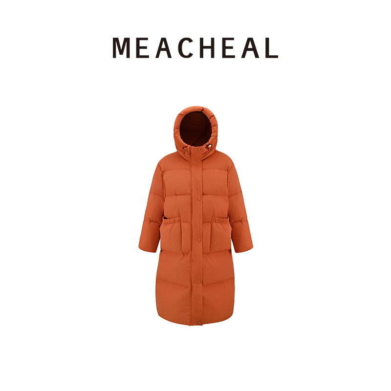 MEACHEAL米茜尔羽绒服落日橙光冬季中长款保暖防风羽绒服