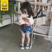 T恤夏装 2024新款 婴儿童露肩洋气半袖 女童短袖 小宝宝纯棉韩版 上衣