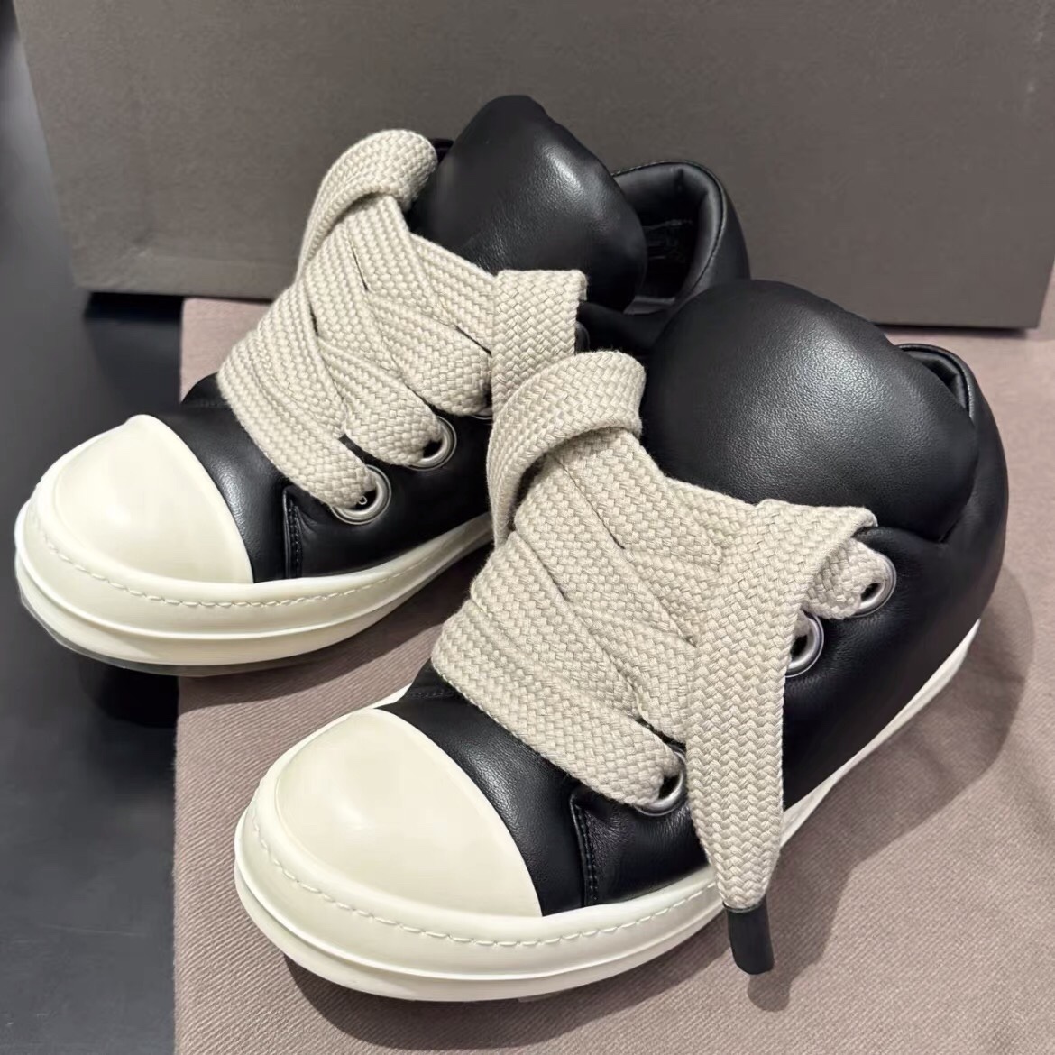 ROO新款面包鞋男女同款真皮增高厚底板鞋休闲胖丁鞋女面包鞋潮