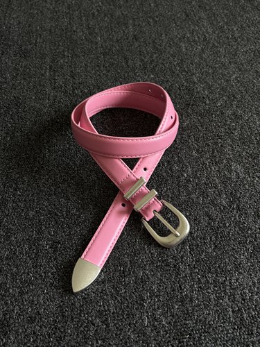 小心袖口 OUR风格简约金属针扣腰带粉色简约风百搭通勤女Y2K皮带