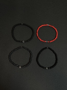 小心袖口 cleanfit叠戴十字架手链小众复古简约日常百搭男女手串