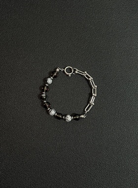 小心袖口 Vintage中古雪花石手链复古新中式高级感手工链男女手饰