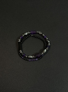 【拍一发二】Vintage中古原创紫晶石叠戴拼接手链简约小众手串