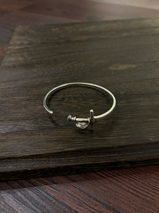 小心袖口 25SS Vintage中古中世纪宝剑刃手镯开口男女简约手环