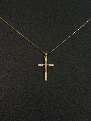 小心袖口 cleanfit极简中古锆石十字架项链复古小众简约男女配饰