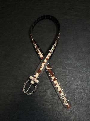 小心袖口 美国进口拼接马毛五金皮带潮流百搭重工日常通勤腰带