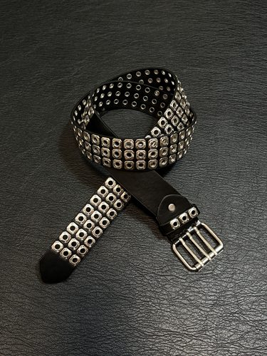 小心袖口 opium中古暗黑朋克铆钉气眼皮带原创小众男女造型感腰带