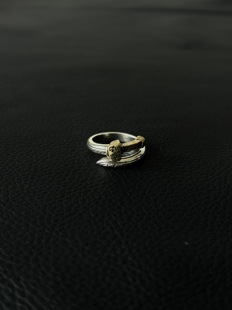 小心袖口 Vintage中式金银佩剑戒指复古做旧金属小众男女指环配饰