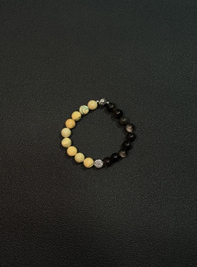 小心袖口 Vintage中古闪光石双色拼接串珠手链百搭小众设计感配饰