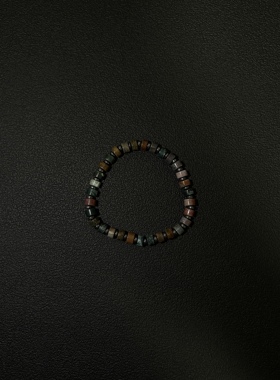 小心袖口 Vintage中古天然印度血石波西米亚编织手链复古百搭手串