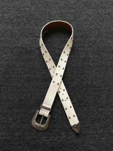 小心袖口 Vintage中古西部白银铆钉皮带复古做旧金属男女腰带配饰