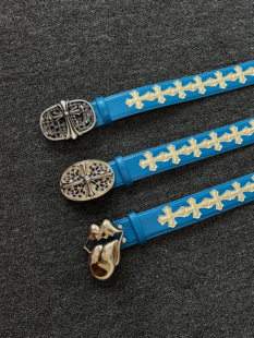 小心袖 Vintage中古十字架贴皮带朋克小众设计腰带男女穿搭配饰 口