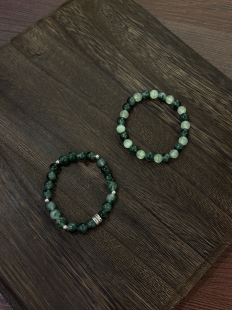 小心袖口「绿幽灵」中古Vintage天然玉髓石串珠手链男女小众配饰