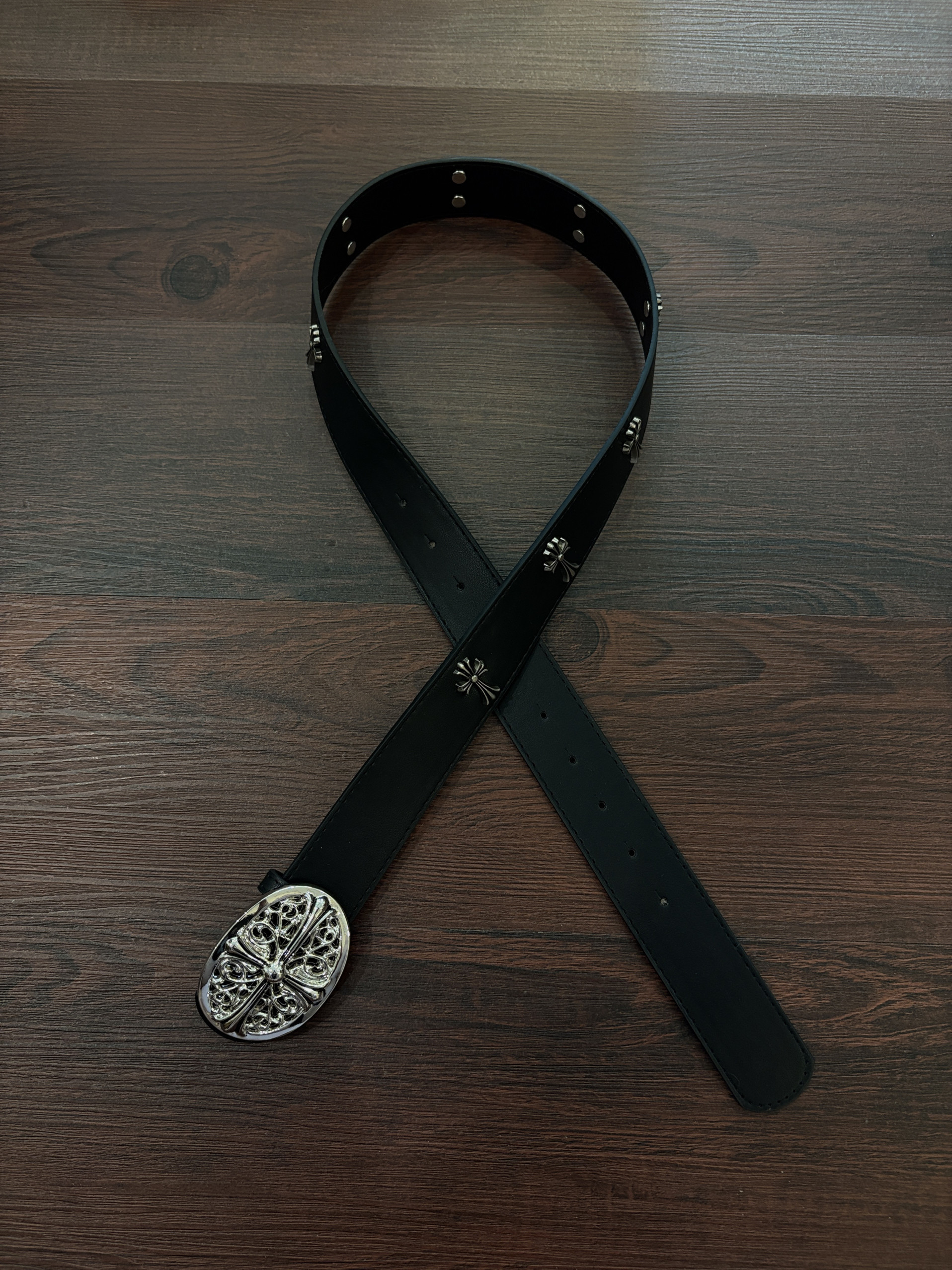 小心袖口 中古Vintage十字架镂空皮带摇滚朋克小众设计男女腰带