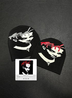 小心袖口「YVL」Playboicarti恶搞专辑封面男女提花针织冷帽