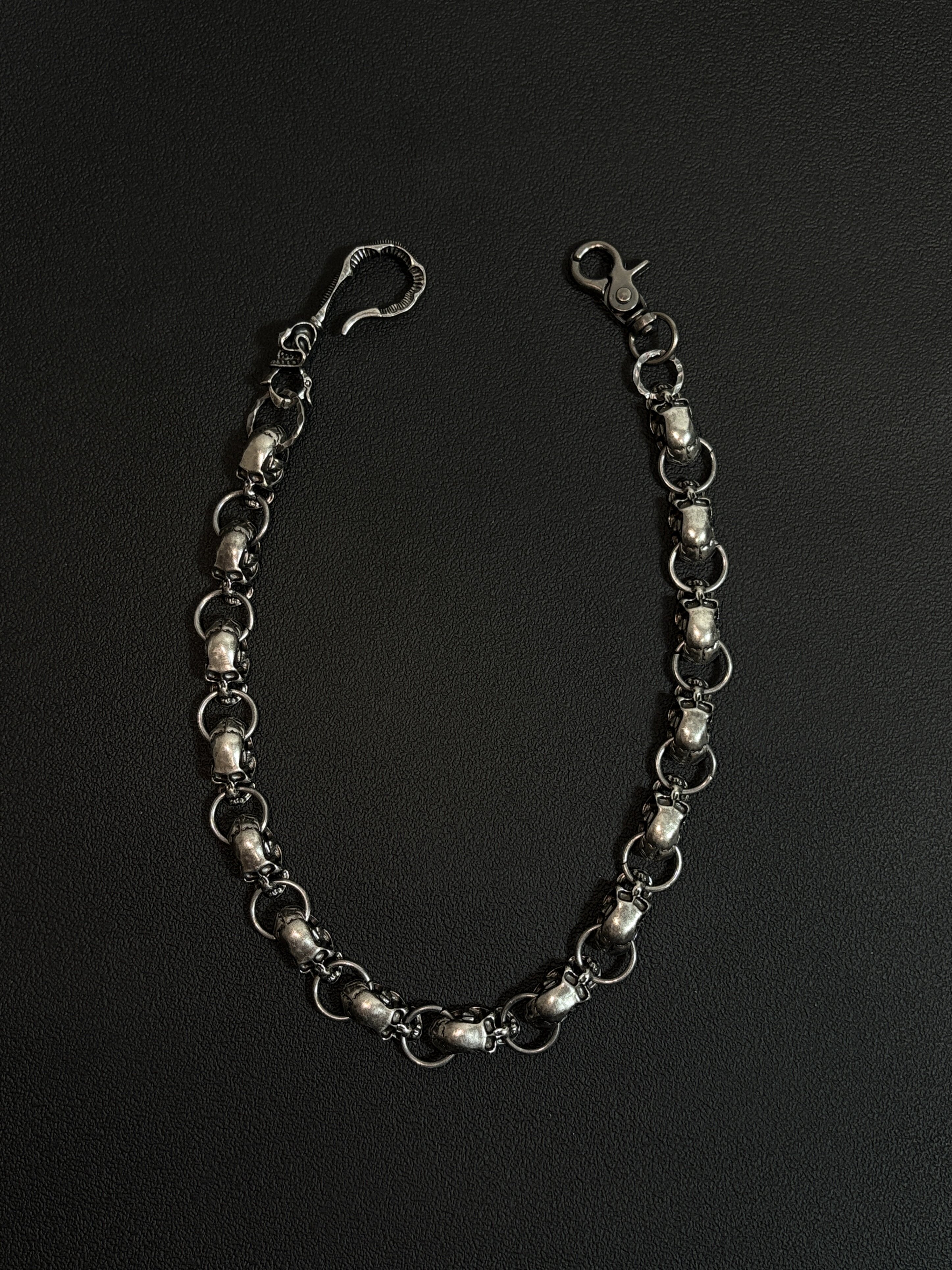 小心袖口 Vintage中古原创金属骷髅裤链摇滚朋克小众配饰腰挂件