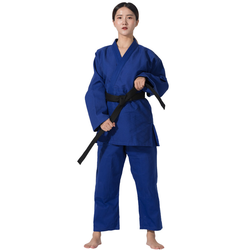 蓝色白色训练柔道服柔道衣柔道裤合气道服加厚儿童成人柔道服装