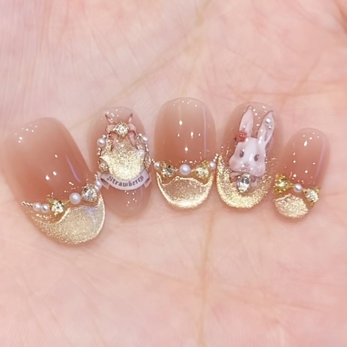 【圣诞小兔】圣诞猫眼纯手工穿戴甲可爱显白百搭短款甜美风美甲贴,彩妆/香水/美妆工具,穿戴甲/甲片,淘宝优惠券,粉丝福利购,淘宝优惠卷