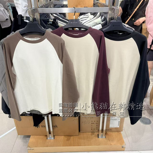 Snowpeak雪峰专柜正品新款拼接圆领百搭长袖T恤女S26FWFTL17