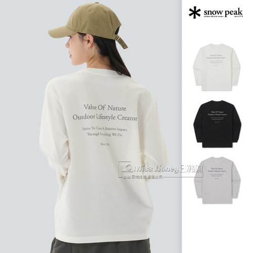 Snowpeak雪峰正品春夏新款字母印花圆领长袖T恤打底衫S26SUFTL62