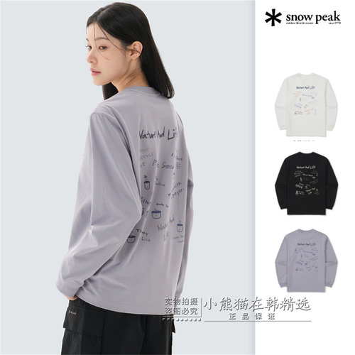 【Snowpeak雪峰专柜正品春夏款字母印花情侣长袖T恤衫S26SUFTL74