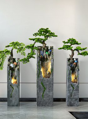 新中式家居流水喷泉雾化加湿