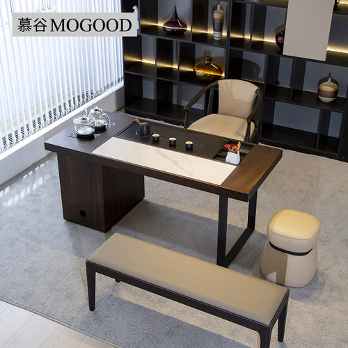 意式极简家用茶台一体茶桌