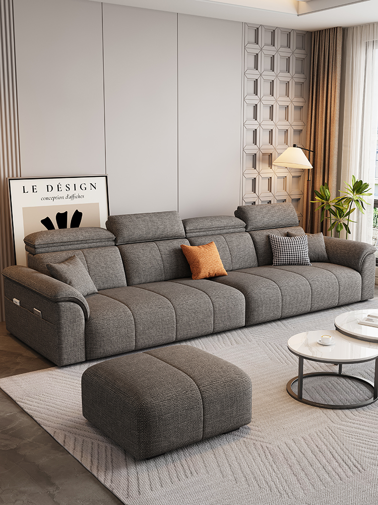 雪尼尔棉麻布艺沙发可拆洗简约现代客厅小户型直排贵妃轻奢功能款