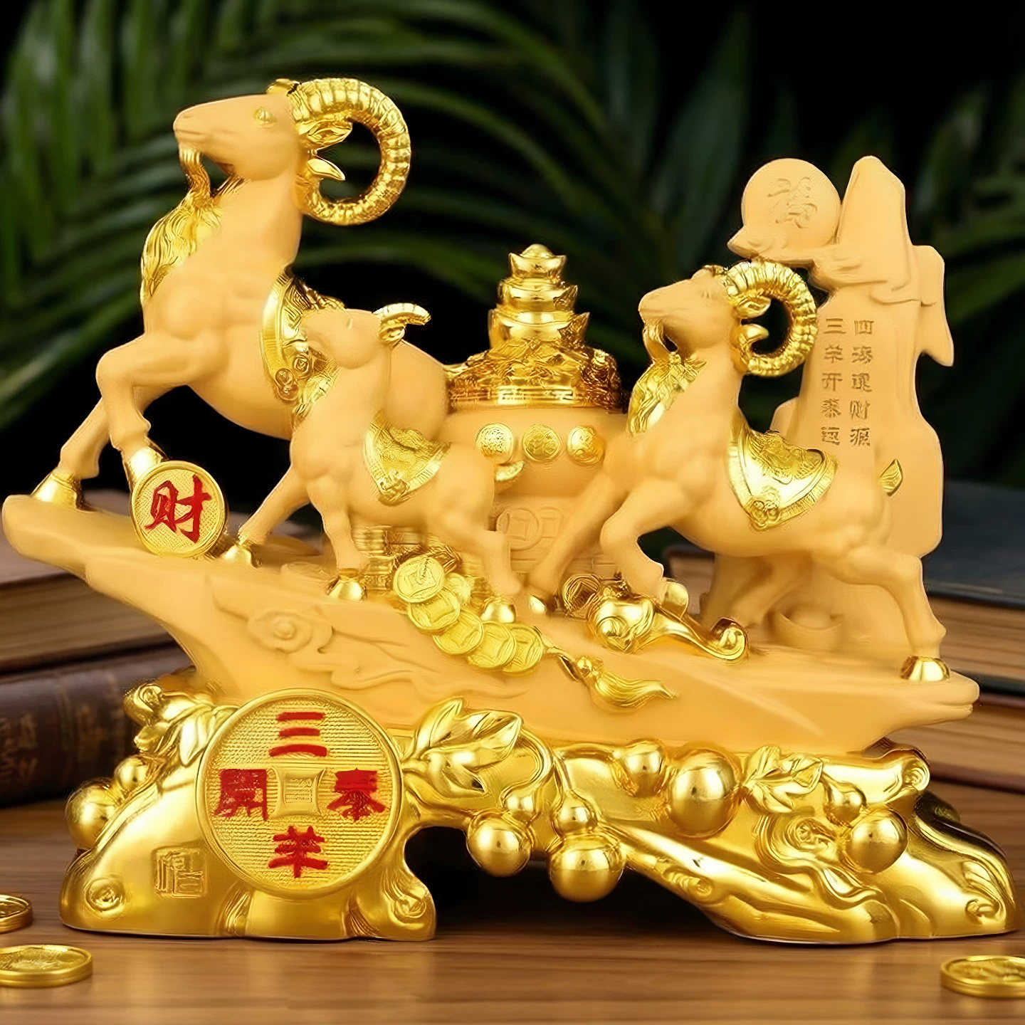 三羊开泰摆件玉石生肖羊年招财风水客厅酒柜办公装饰乔迁生日礼
