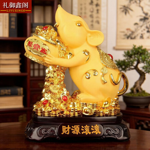 老鼠摆件财源滚滚招财十二生肖鼠创意客厅电视柜办公室酒柜装饰品