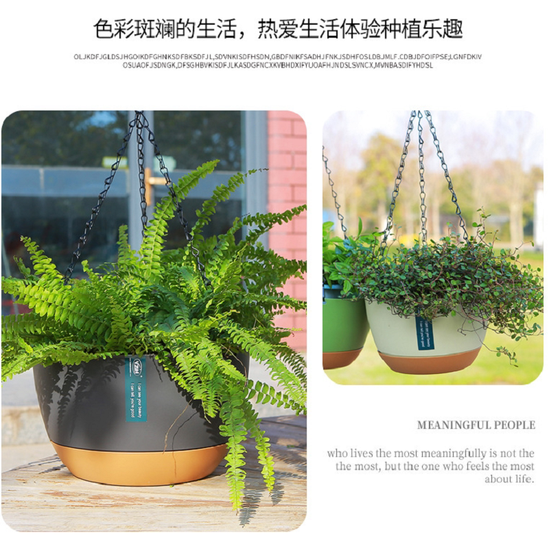 新款北欧风垂吊悬挂式吊篮花盆家用阳台绿萝绿植自动吸水双拼吊盆