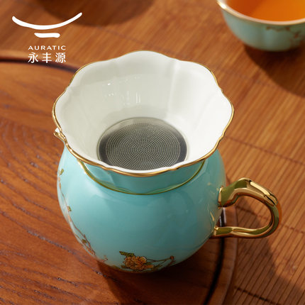 永丰源 西湖蓝茶具散件 茶杯80ml/茶滤/盖置/建水 安全包装