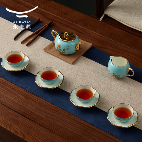 永丰源夫人瓷西湖蓝整套茶具