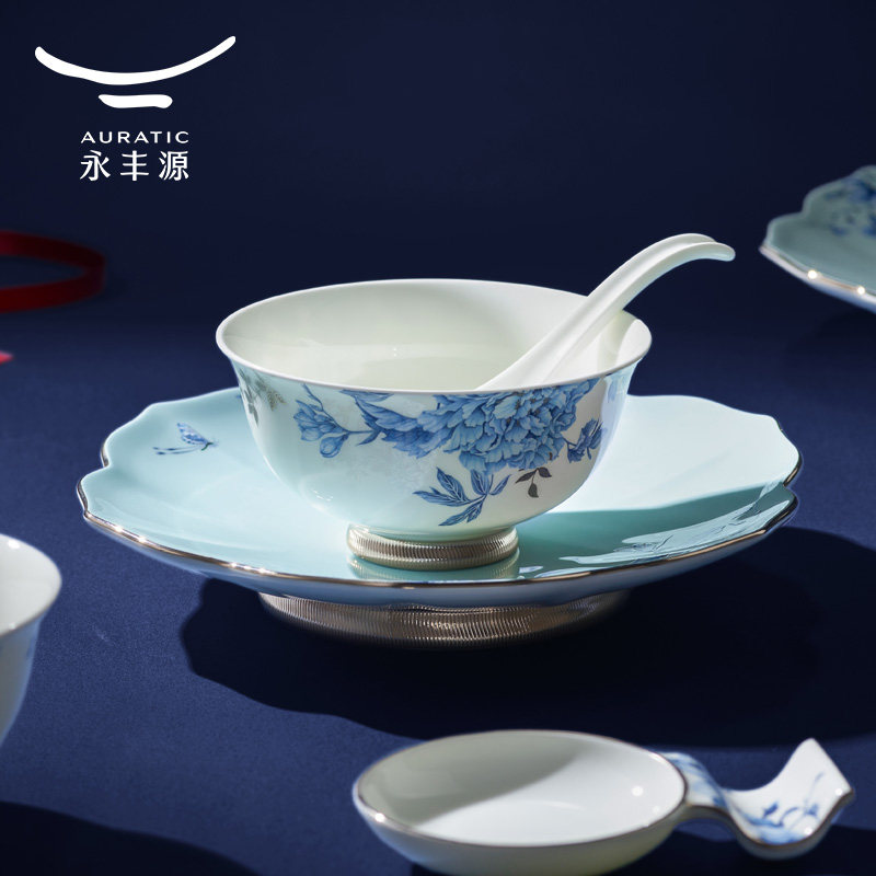 永丰源铂金青花餐具散件 陶瓷碗骨碟调羹鱼盘汤盘 安全包装,餐饮具,碗,淘宝优惠券,粉丝福利购,淘宝优惠卷