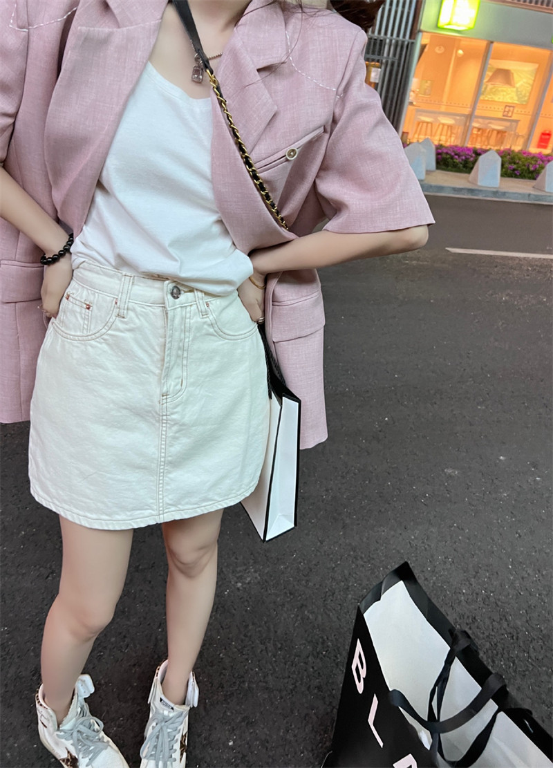 2022夏新款特好穿的牛仔裙半身裙女a字短裙(自带裤)