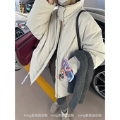 简约廓形立领中长款 加厚大棉服外套女