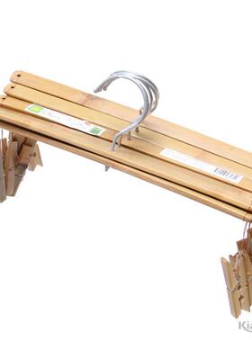 千岛湖毛竹裤架四夹高档绿色环保大夹4头加厚竹木衣架多功能晾晒