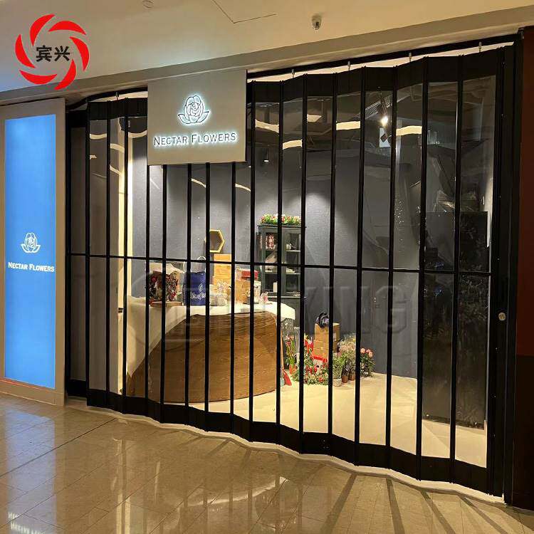 商场水晶折叠门横趟店埔直角弧形铝合金透明推拉门汽车美容店移门