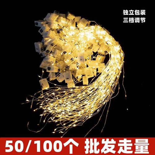 50/LED发光礼物闪灯鲜花花束灯串迷你小彩灯气球生日灯串蛋糕装饰