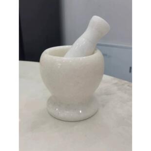 天然大理石捣蒜器石臼蒜臼子压蒜器蒜泥器捣蒜罐家用研磨石头窝子