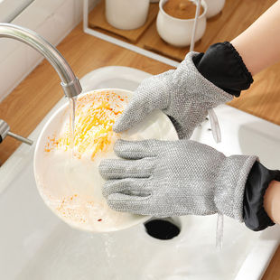 钢丝球洗碗手套防水去油刷碗神器多功能保暖耐用家务清洁银丝手套