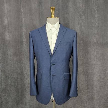 178高145斤卡丹家羊毛藏蓝色戗驳领修身型商务男士西装商务D089