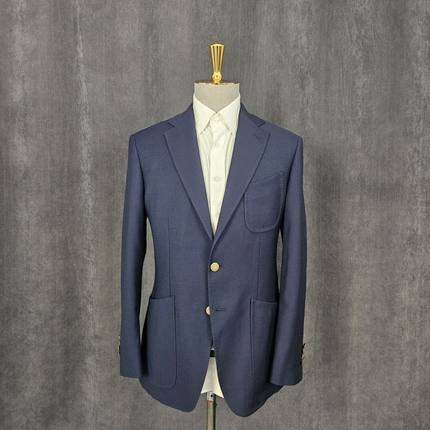 178高135斤卡丹家藏蓝色羊毛通勤时尚潮流商务休闲外套绅士D080