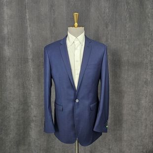178高150斤蓝色羊毛修身 通勤潮流商务休闲外套百搭绅士D074 男士