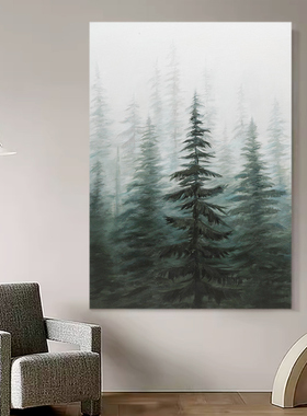 SYMT.ART手绘油画《烟络横林》侘寂风竖版玄关简约抽象纯手工挂画